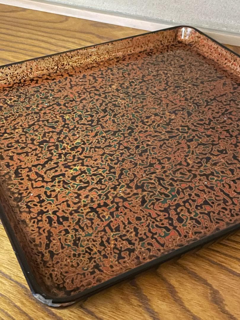 堆朱 わきとり盆 2枚