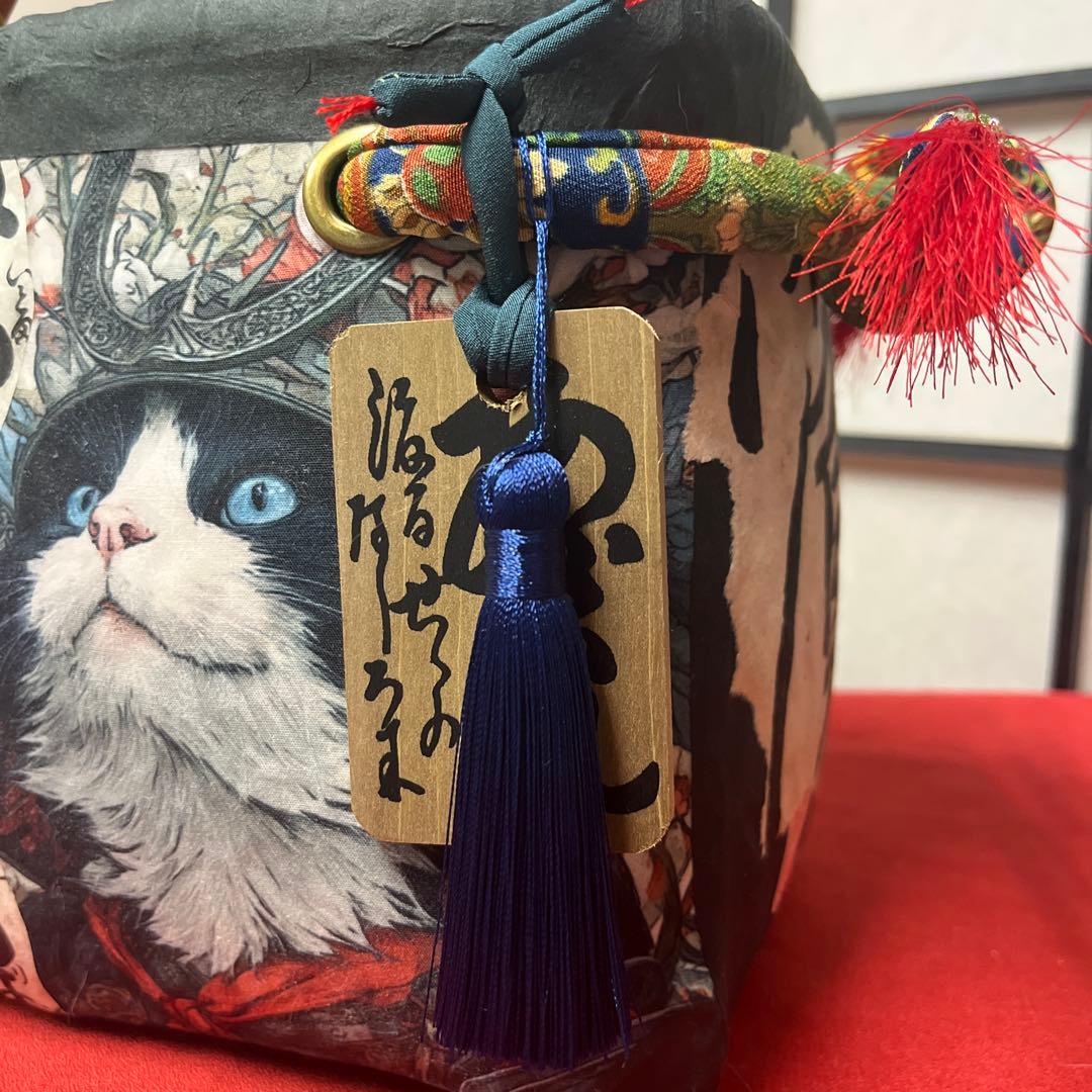 ロマネスクな猫将軍 一閑張り バッグ かごバッグ ハンドバッグ 猫 花柄
