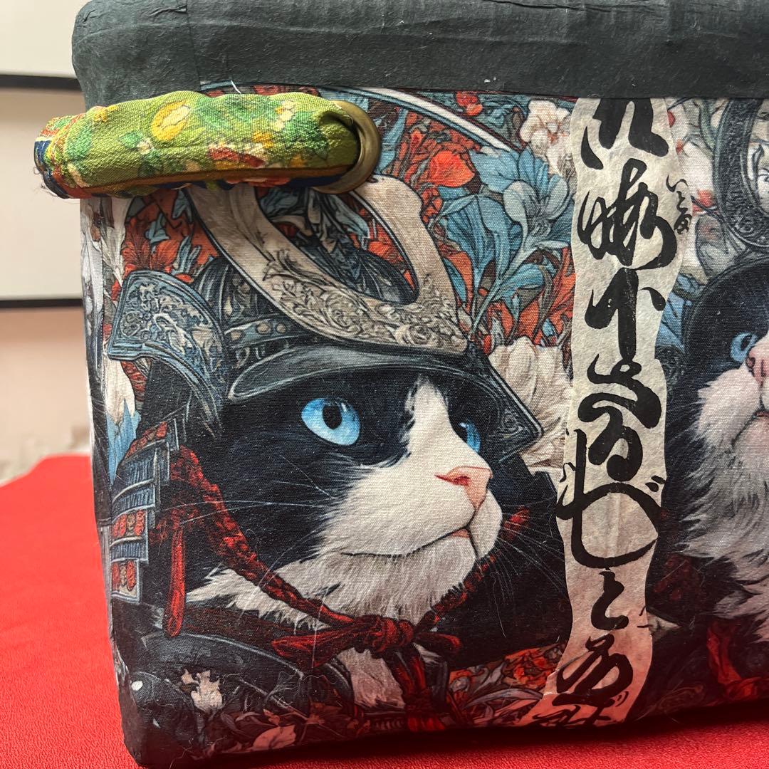 ロマネスクな猫将軍 一閑張り バッグ かごバッグ ハンドバッグ 猫 花柄