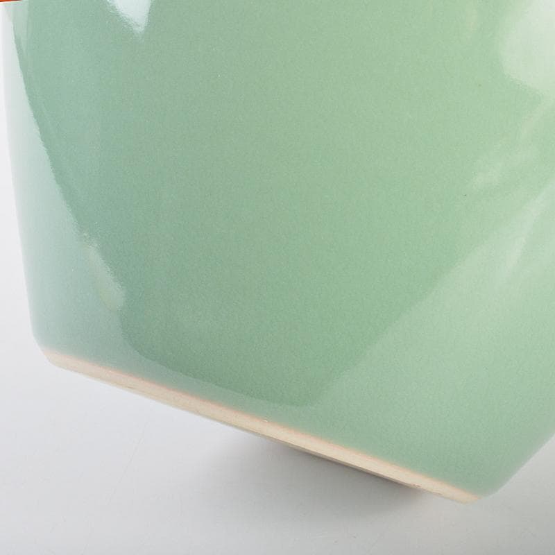 京焼　三代加藤渓山作　天龍寺青磁　花生　共箱　V R7301B