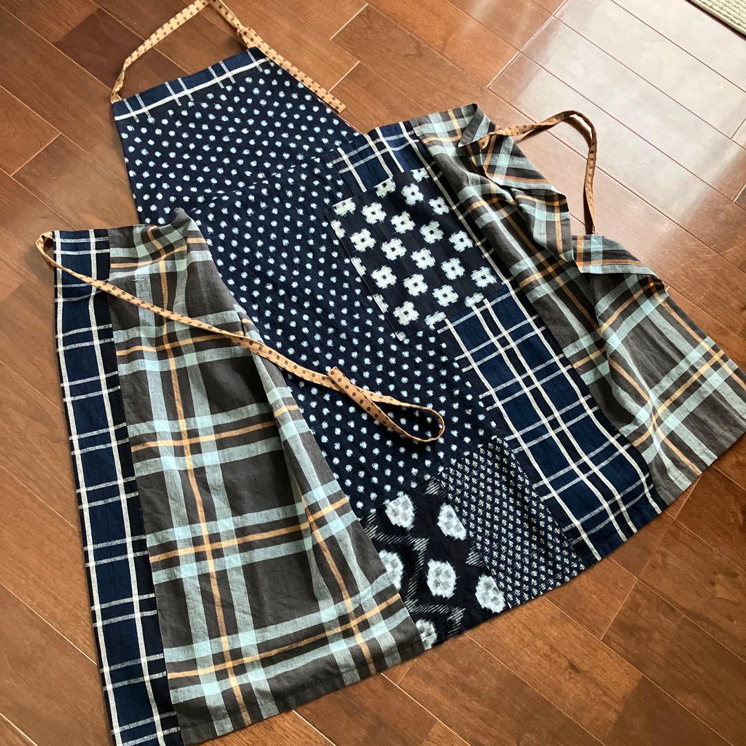 古布リメイク　つぎはぎデザインエプロン