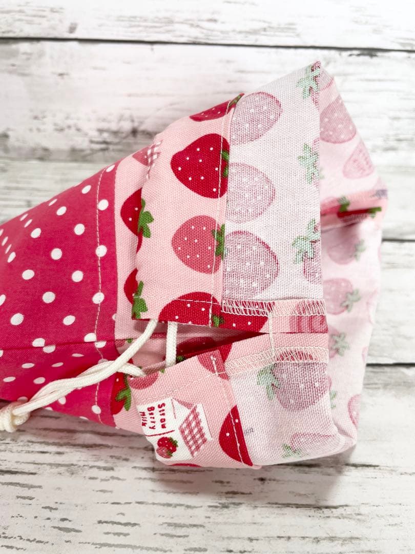 ハンドメイド 入園入学6点セット レッスンバッグセット いちご柄 ピンク系