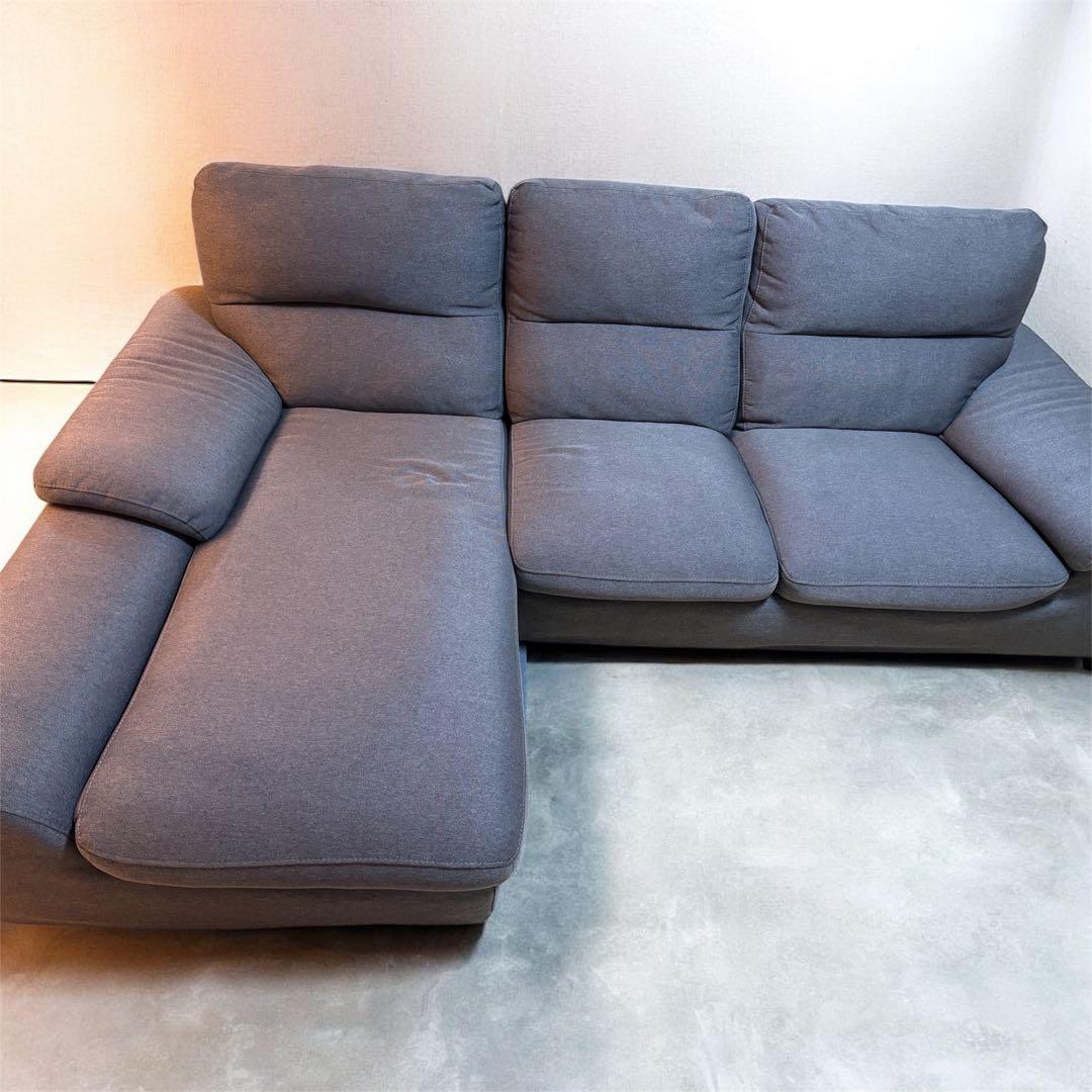 ニトリ　カウチソファ　グレー　布張り　3人掛け　右カウチソファ　L字　ソファ