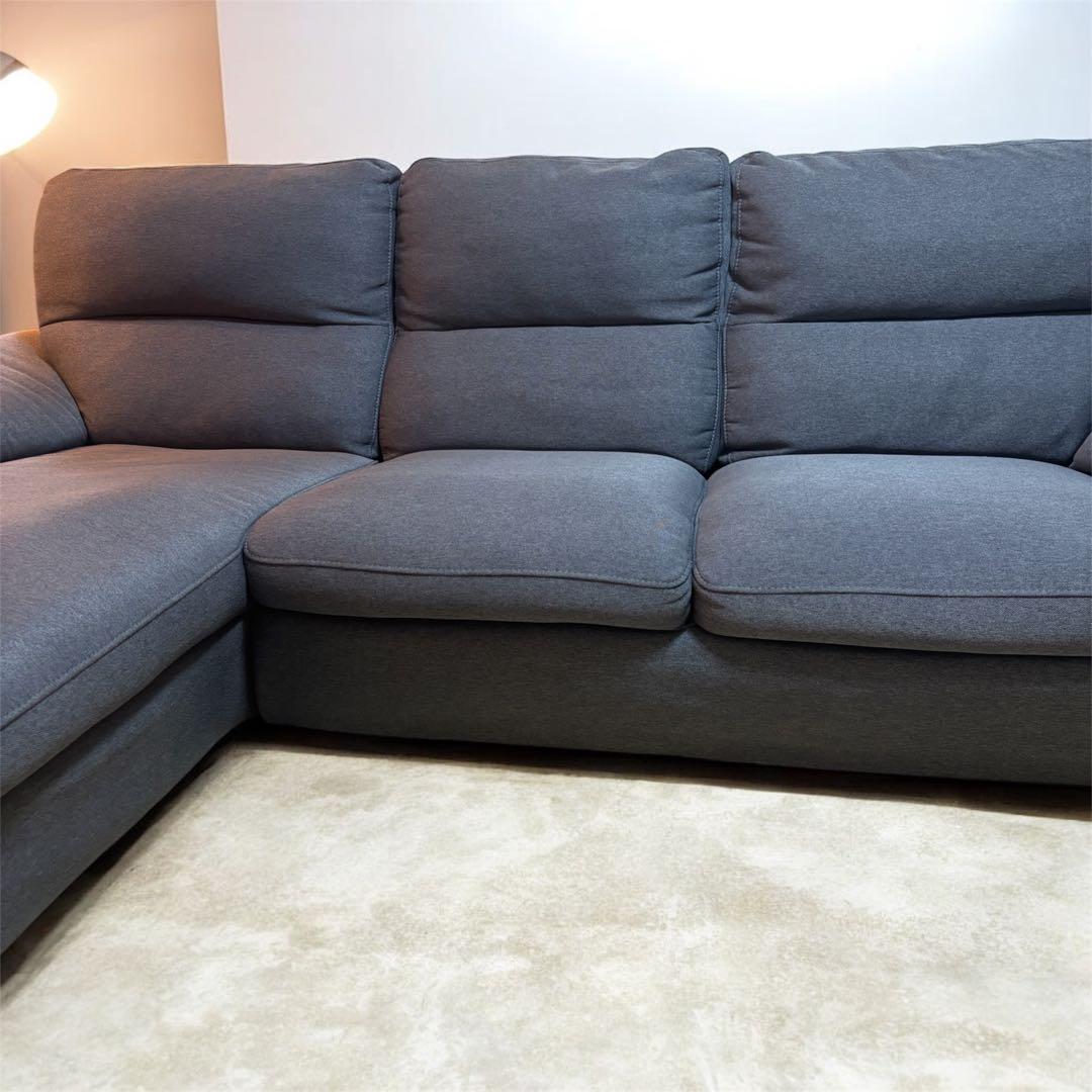 ニトリ　カウチソファ　グレー　布張り　3人掛け　右カウチソファ　L字　ソファ