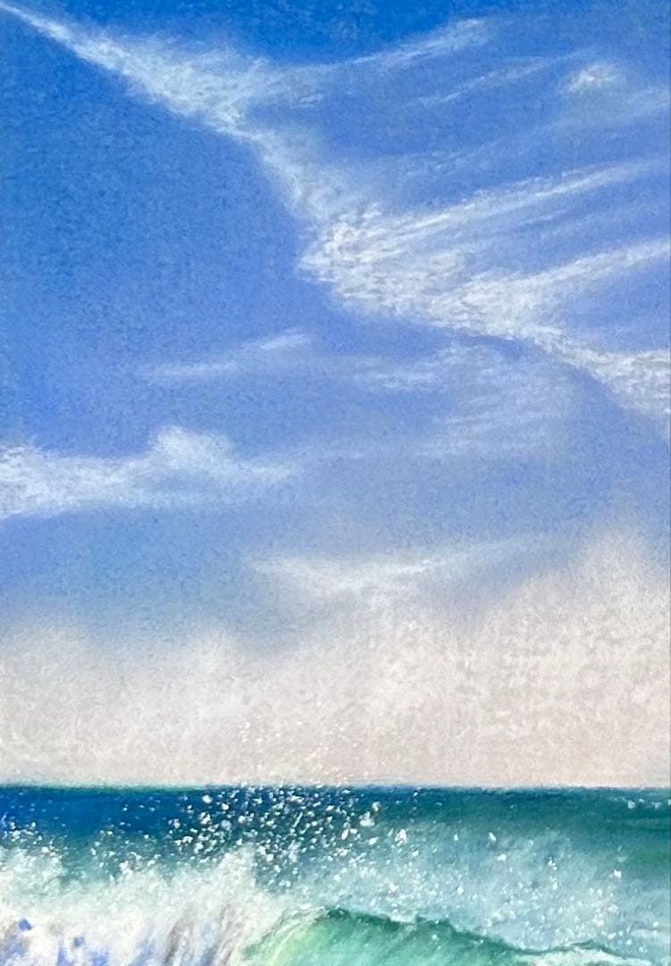 眺める海の景色 パステル画 原画