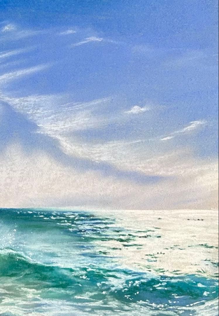 眺める海の景色 パステル画 原画