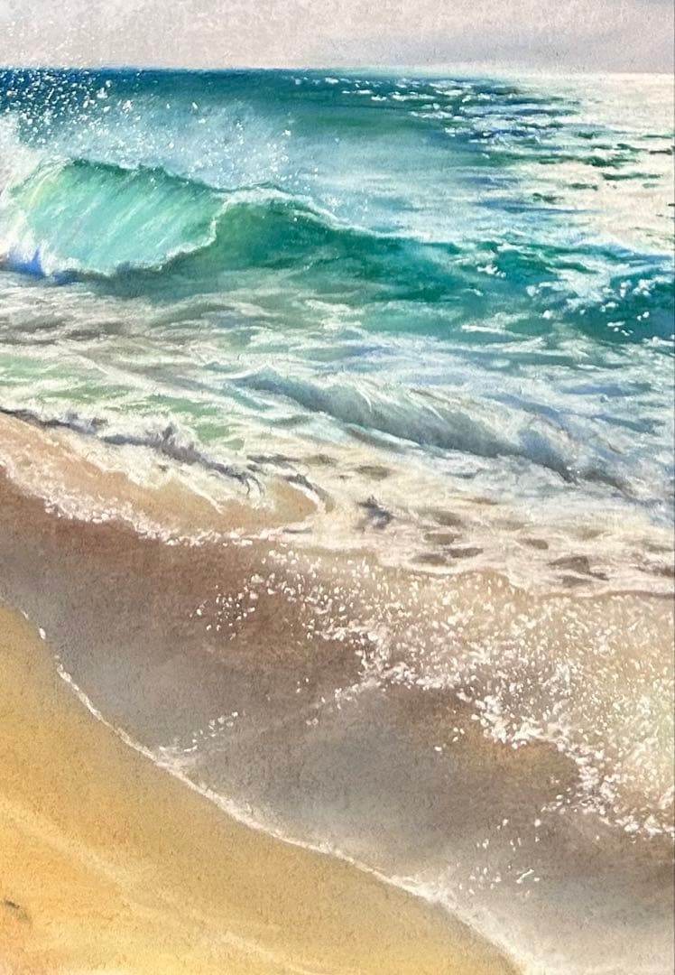 眺める海の景色 パステル画 原画