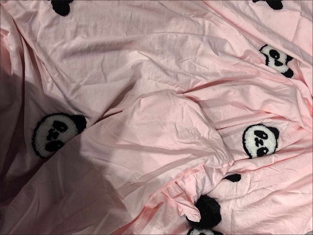 パンダ刺繍 寝具3点セット 水洗いコットン 布団カバー ベッドシーツ 枕カバー