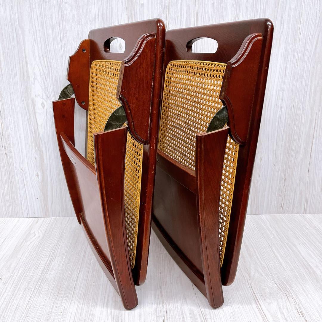 Karimoku カリモク 折りたたみ 座椅子 2台セット 籐座面 ラタン座面