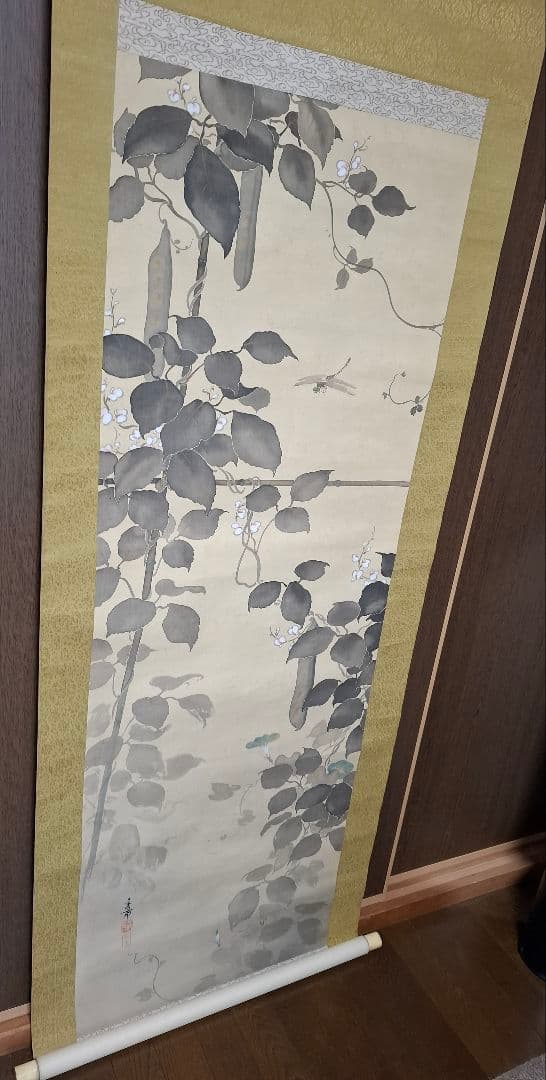 掛け軸、桐箱　箱書秀甫池上及び後藤耕甫　掛け軸　桐箱2点セット