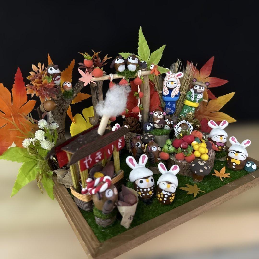 どんぐりアート♡収穫オブジェ・お月見＆Halloweenリバーシブルオブジェ♡