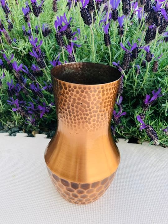 Epoch フラワーポット 純銅 槌目 花瓶 アンティーク口径13.5✖️25㎝