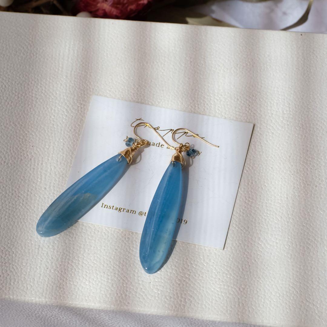 ハニーフラット♦︎レムリアンアクアティンブルーカルサイトロングペアシェイプ