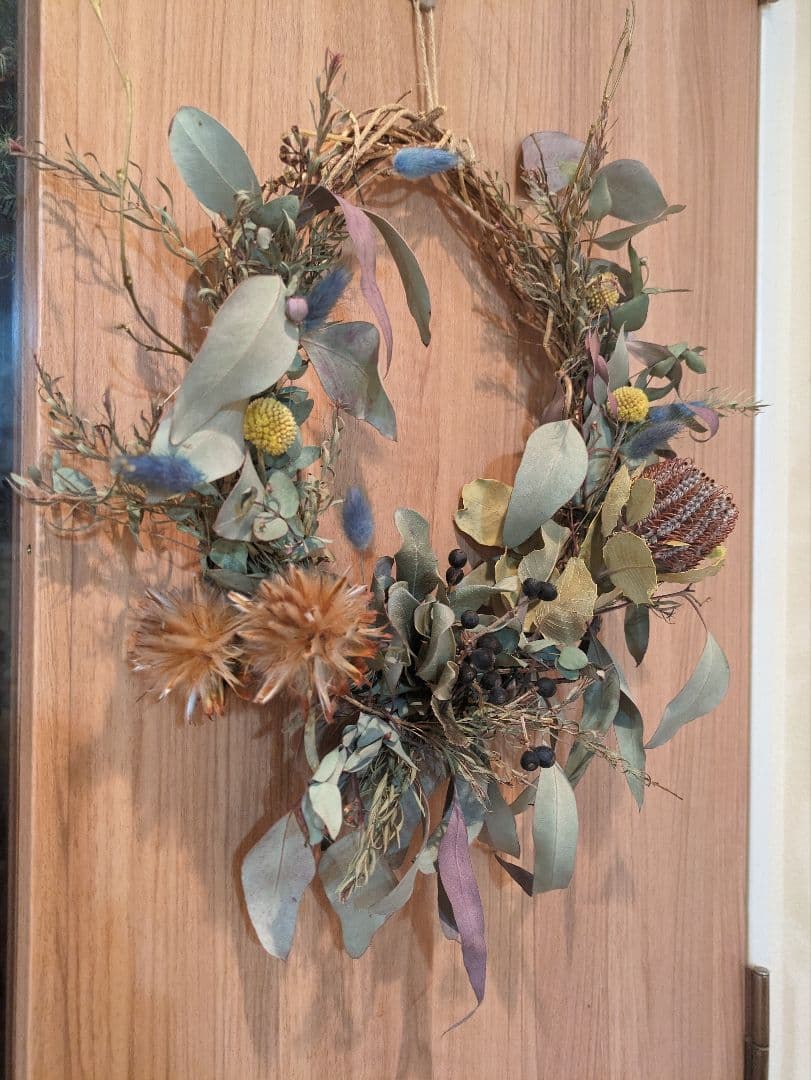 ドライフラワー★大きめネイティブバンクシアリース　プルモーサム　グラスペディア