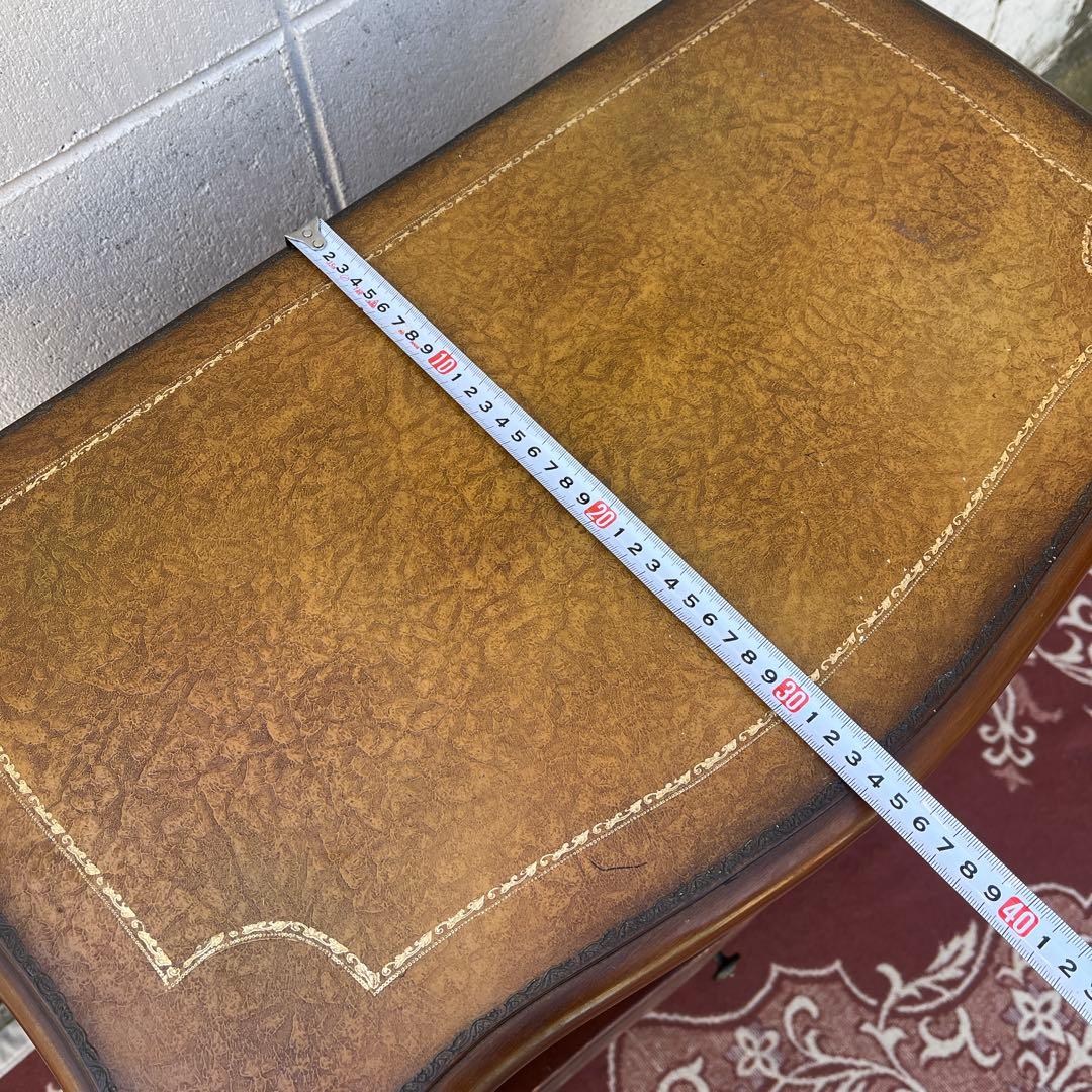 アンティークデザイン◾️革レザー天板 コンソールテーブル 飾り台 木製キャビネット