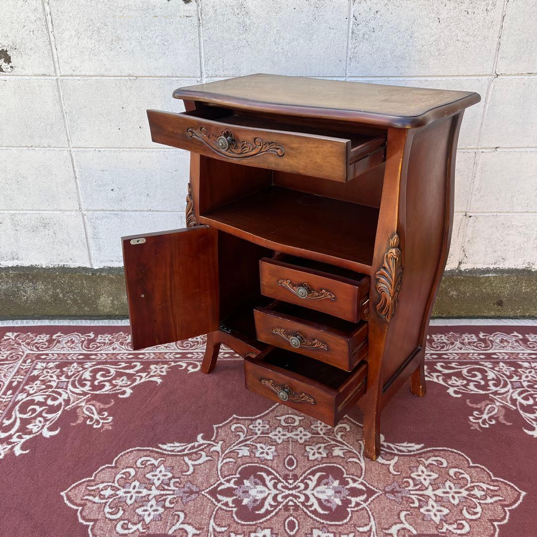 アンティークデザイン◾️革レザー天板 コンソールテーブル 飾り台 木製キャビネット