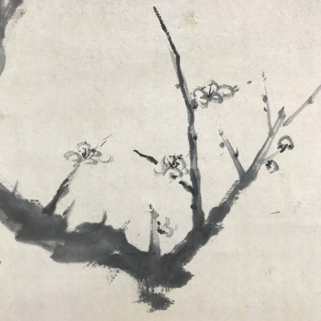 真作/会邨/梅花図/花図/春の掛軸/茶道具/禅語/掛軸/名家伝来/AK-255