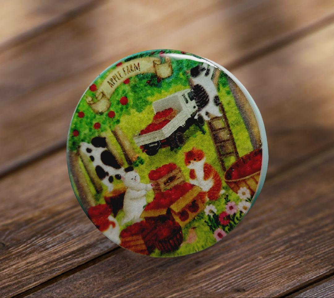 NO.566❤猫のアップルファーム❤レジンヘアゴム ブローチ