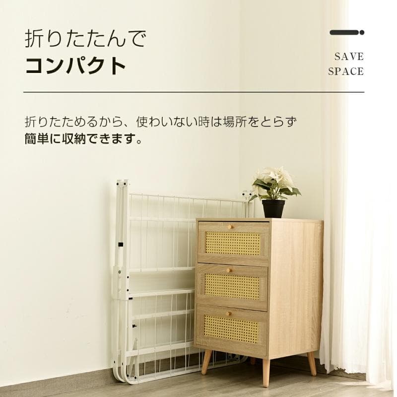 赤字価格！パイプベッド 折りたたみベッド シングル 組立簡単 （S）WHITE