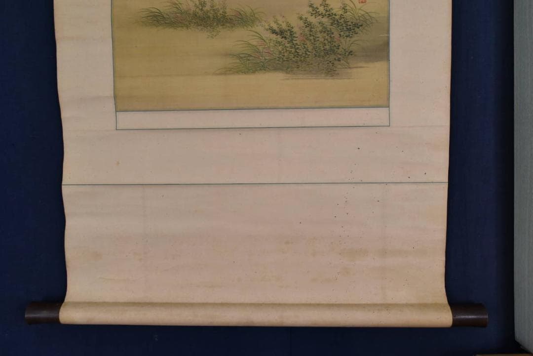 【真作】観海信篤/萩図/横物/掛軸/名家伝来/AA-589