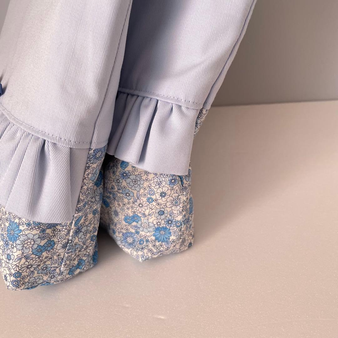 入園・入学　ブルー小花柄　レッスンバッグ、上履き入れ、着替え袋、給食袋