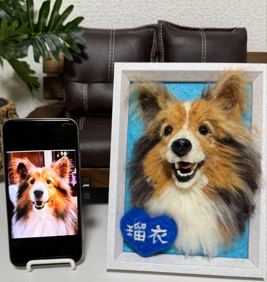 わんこ限定　うちの子プレート　わたわたペットの羊毛フェルト作品