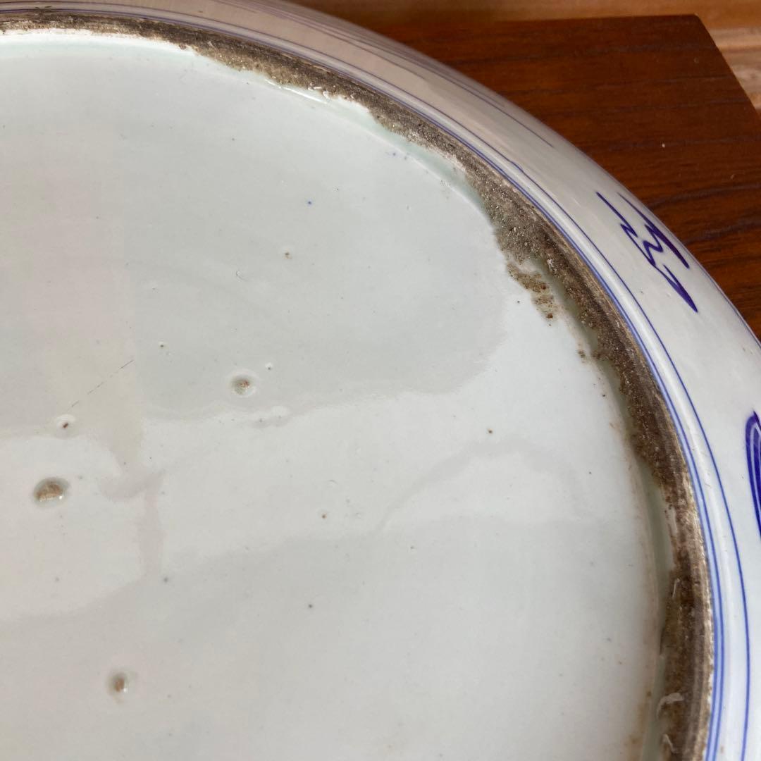 古伊万里染付扇面鶴松錦秋鹿鳴図大皿