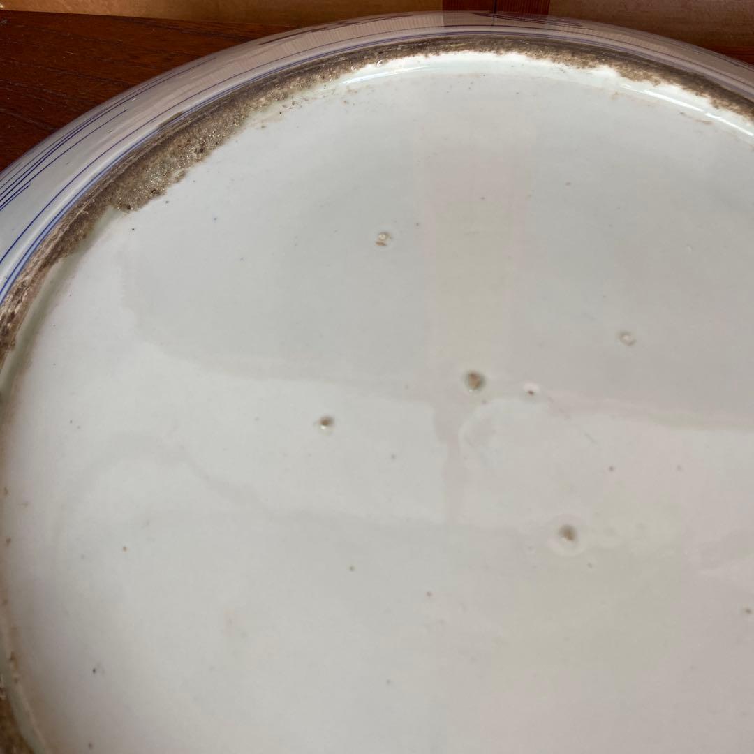 古伊万里染付扇面鶴松錦秋鹿鳴図大皿