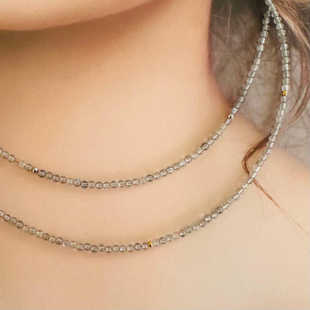 ◇天然石◇ ラブラドライト　シンプルネックレス　チョーカー　サージカルステンレス