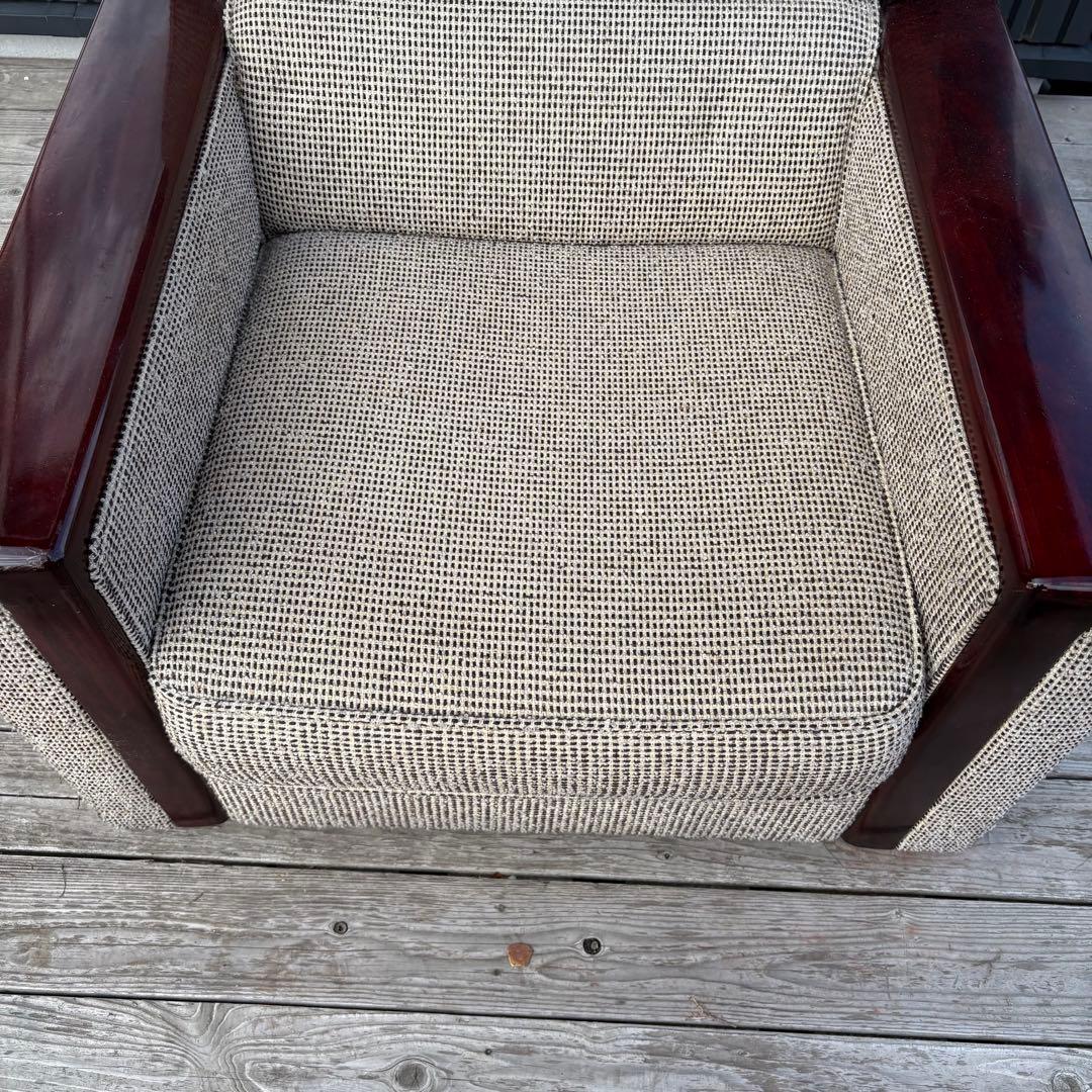 北欧レトロ ヴィンテージ 1人掛けソファ アームチェア 木肘 昭和レトロ 古家具