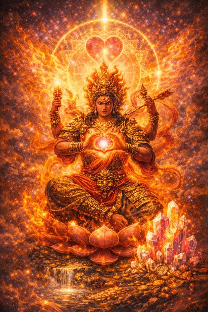 神話的なアート作品 大判　愛染明王　A4縦 5%寄付対象商品