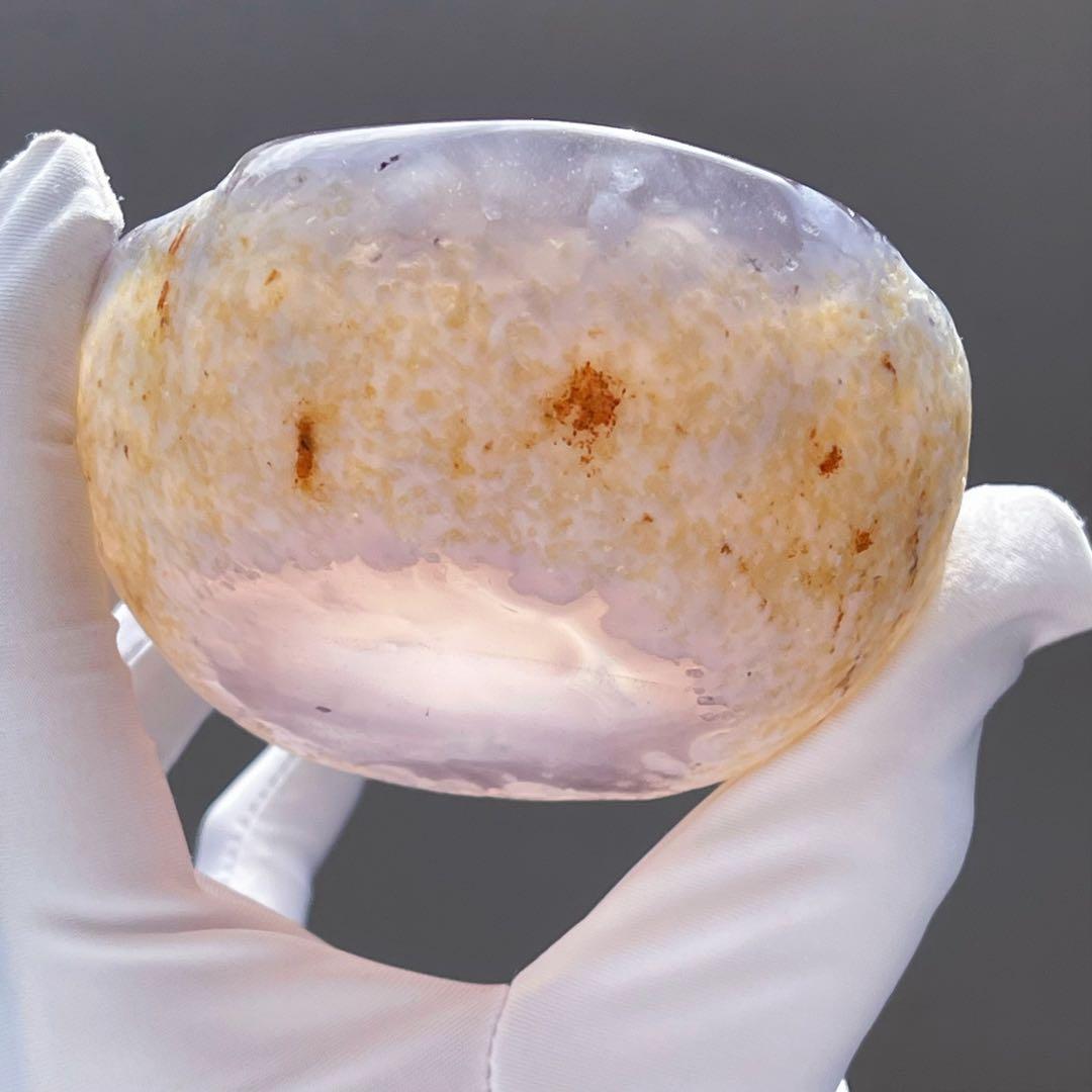 天然石★アゲート瑪瑙（メノウ ）希少！薄パープル♡ボウル♡コップ♡高透明度♡置物