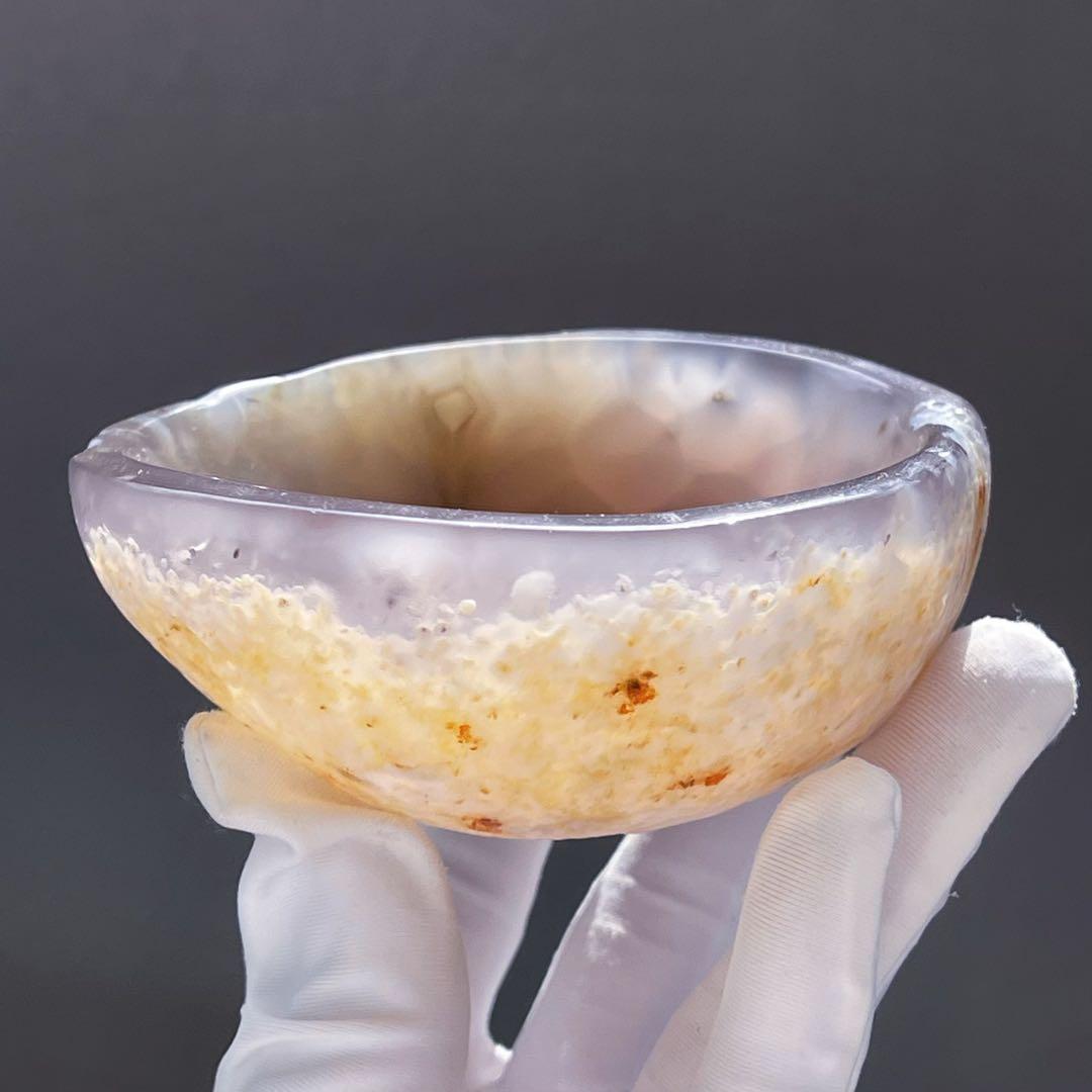 天然石★アゲート瑪瑙（メノウ ）希少！薄パープル♡ボウル♡コップ♡高透明度♡置物