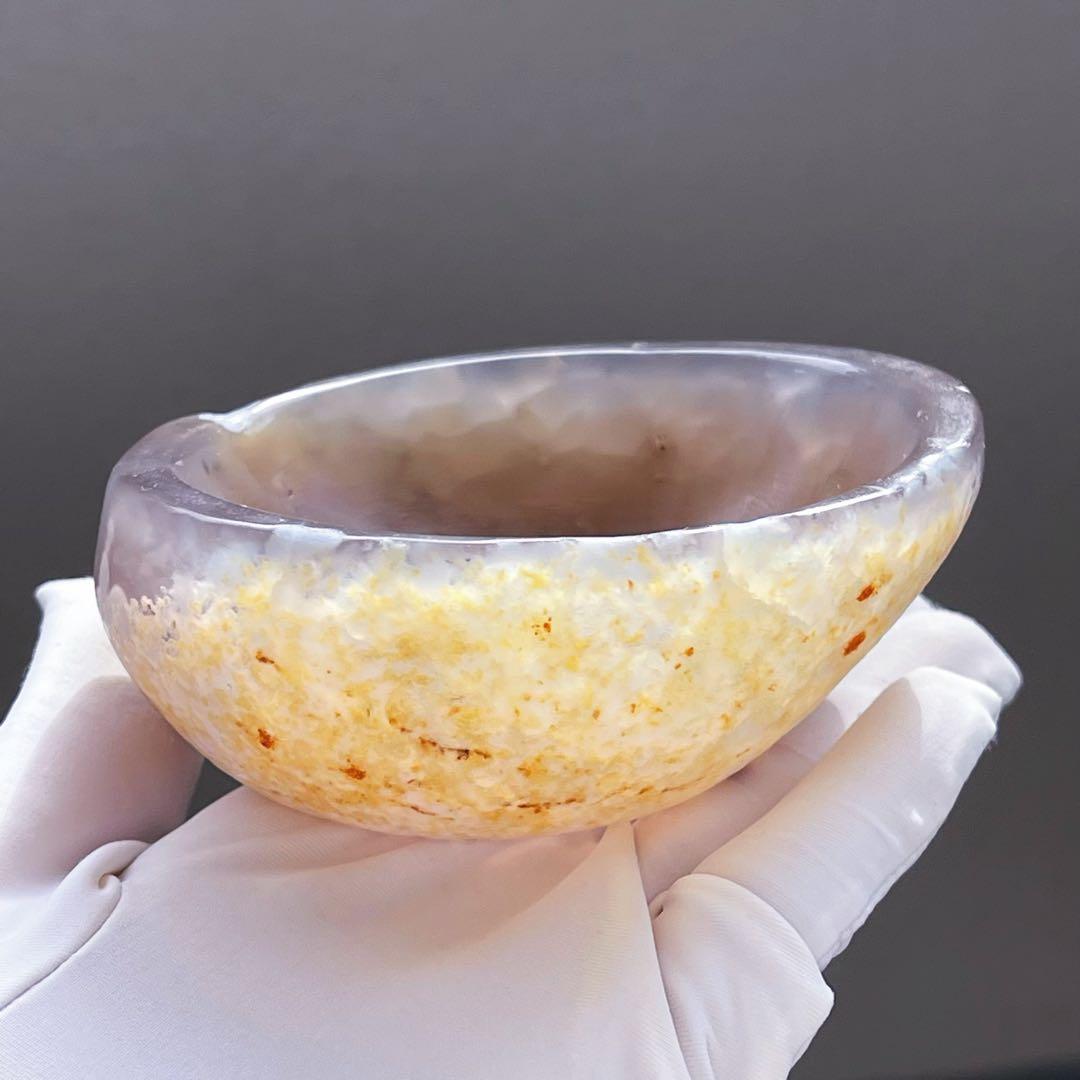 天然石★アゲート瑪瑙（メノウ ）希少！薄パープル♡ボウル♡コップ♡高透明度♡置物