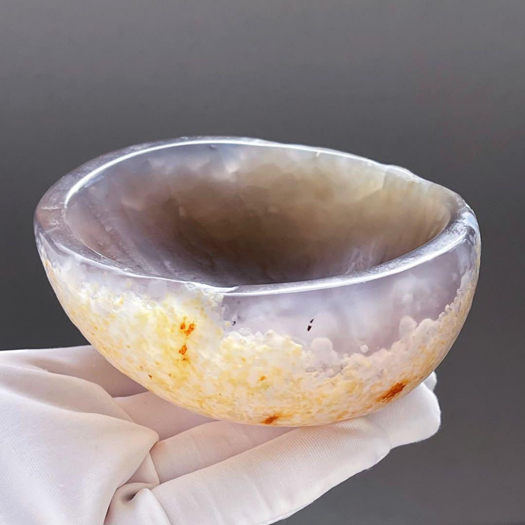 天然石★アゲート瑪瑙（メノウ ）希少！薄パープル♡ボウル♡コップ♡高透明度♡置物
