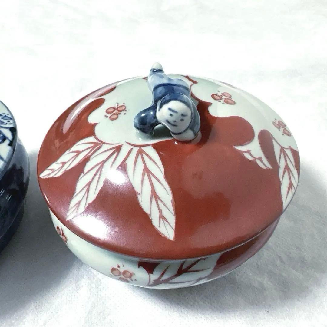 陶祥窯 蓋物 一閑人 赤・青 柘榴絵 有田焼