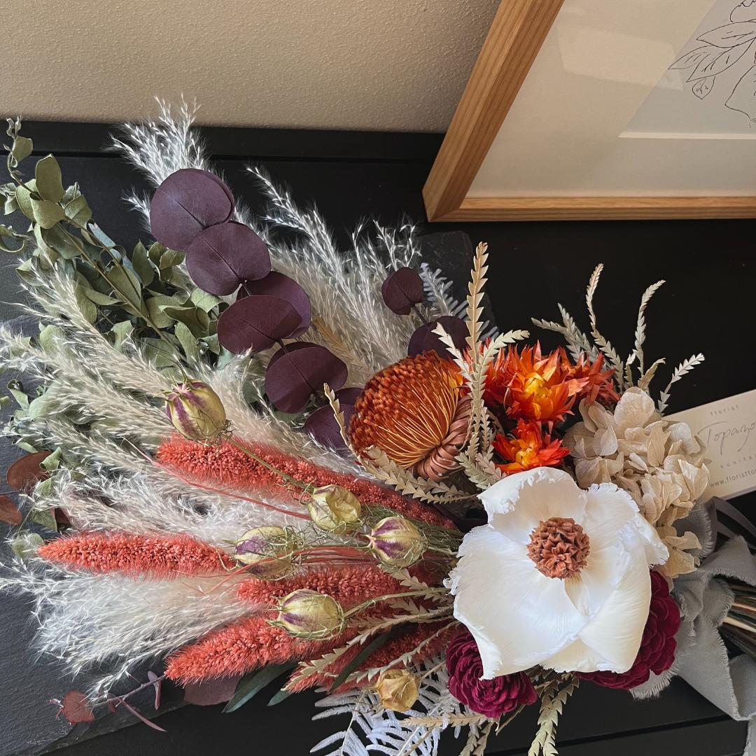 イチゴジャムさま専用　重なるオレンジの彩りスワッグ（ブーケ） L