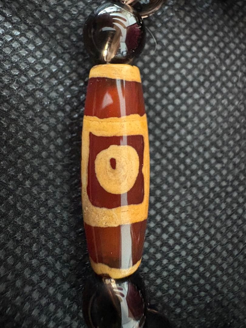 【天珠ブレスレット】アイ天珠／スモーキークォーツ系／男女兼用／存在感◎