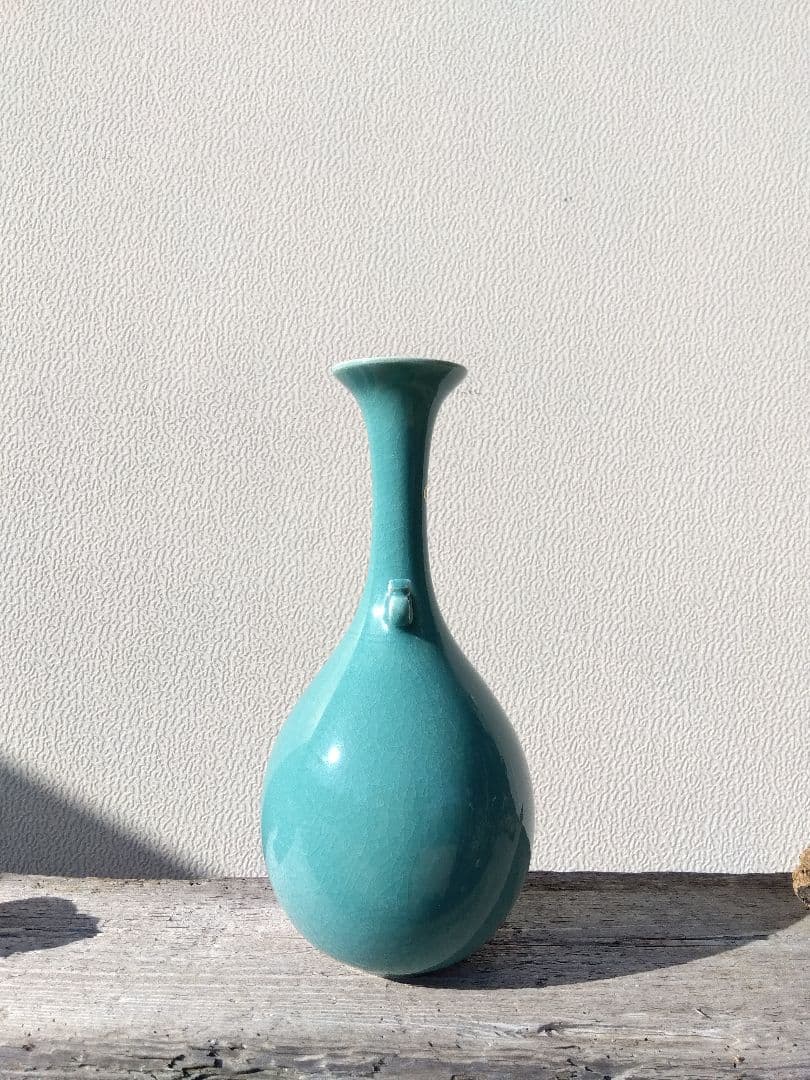 【新品未使用】 信楽焼 青磁 双耳 花瓶 花入れ 高さ27cm