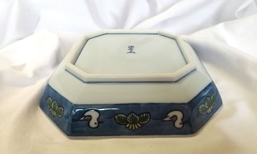 有田焼 源右衛門窯 染錦 水鳥絵 方皿