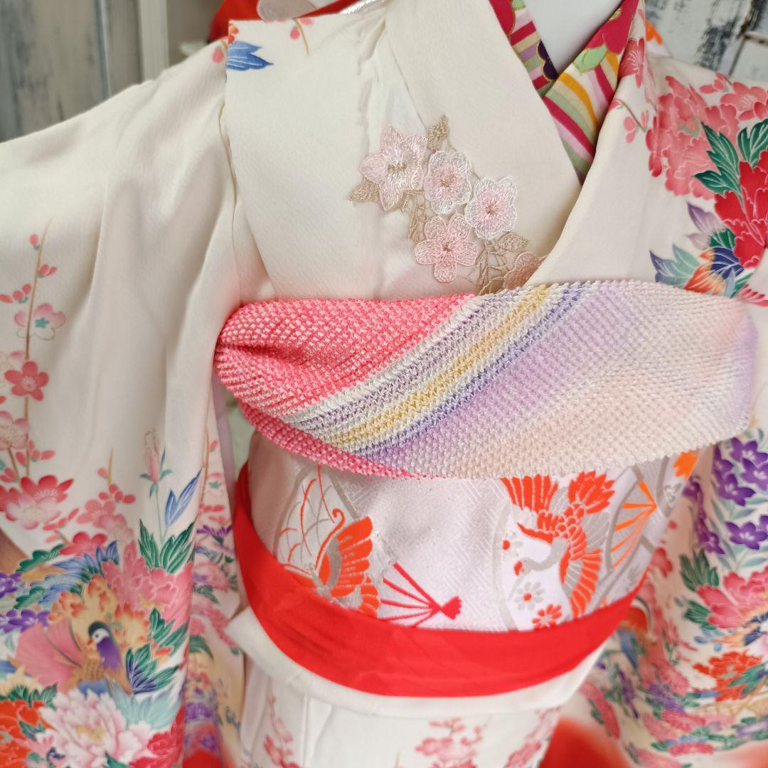 正絹☆誂えクリーム色の着物と作り帯セット