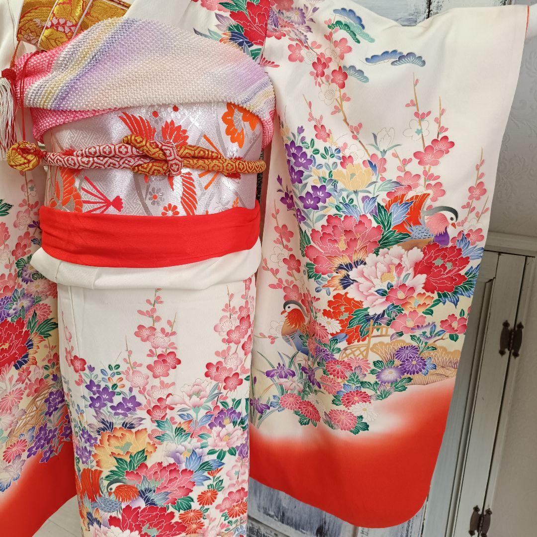 正絹☆誂えクリーム色の着物と作り帯セット