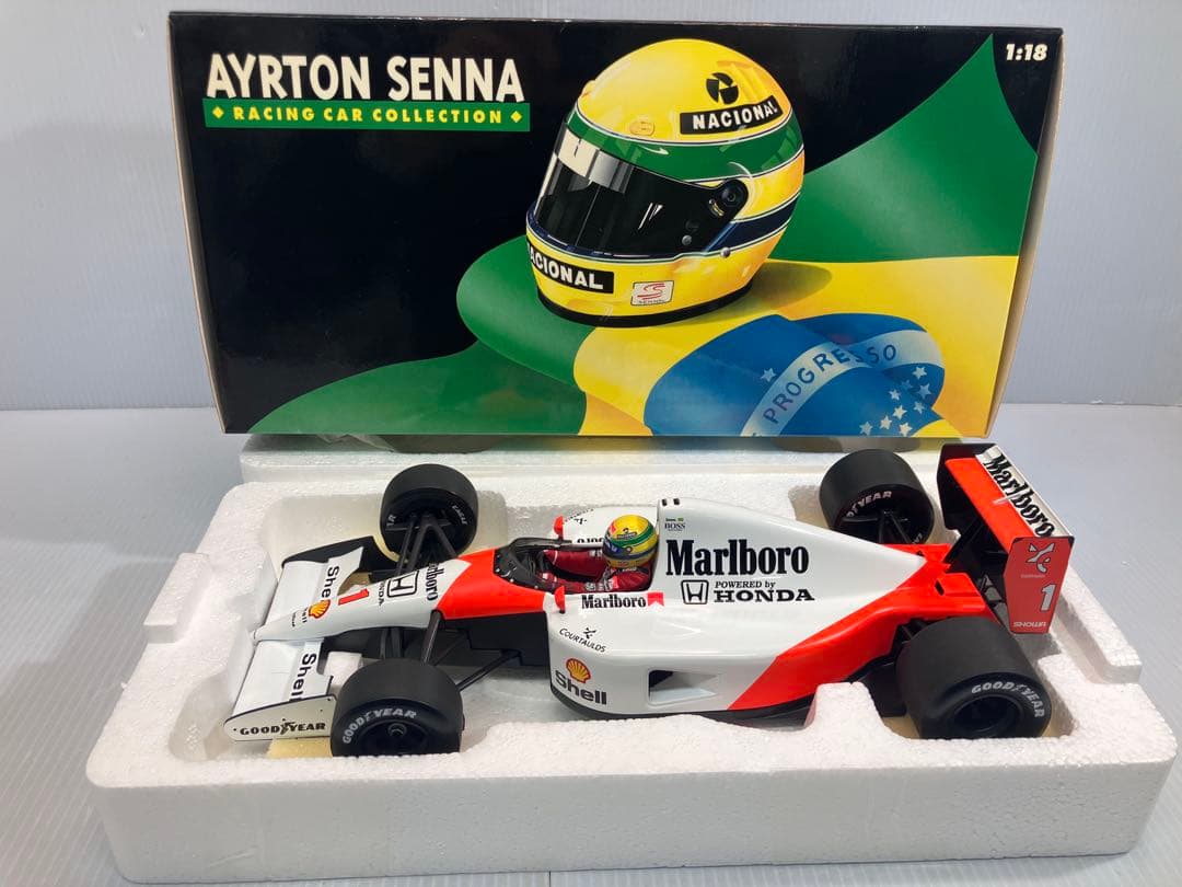 【美品/マルボロ仕様】1/18 ミニチャンプス マクラーレンホンダMP4/6セナ