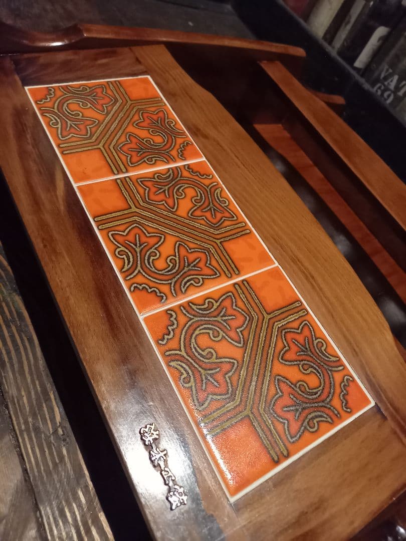 希少　浜本工芸　ヴィンテージ　タイル張り　木製　ブックスタンド