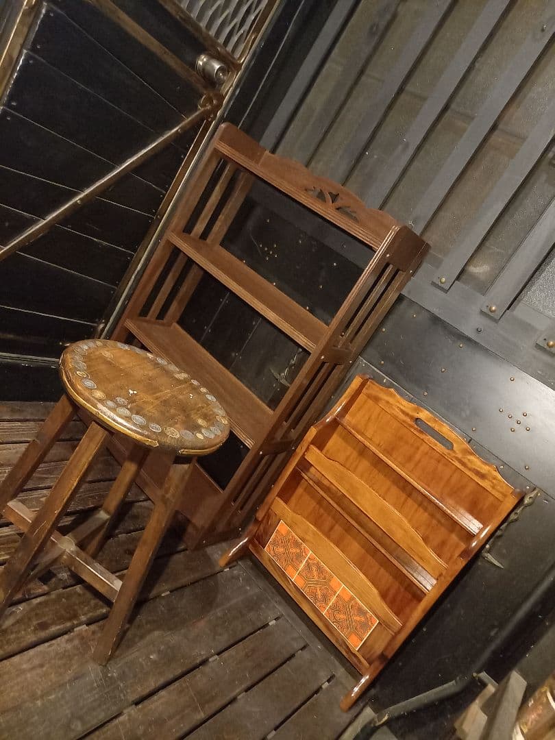 希少　浜本工芸　ヴィンテージ　タイル張り　木製　ブックスタンド