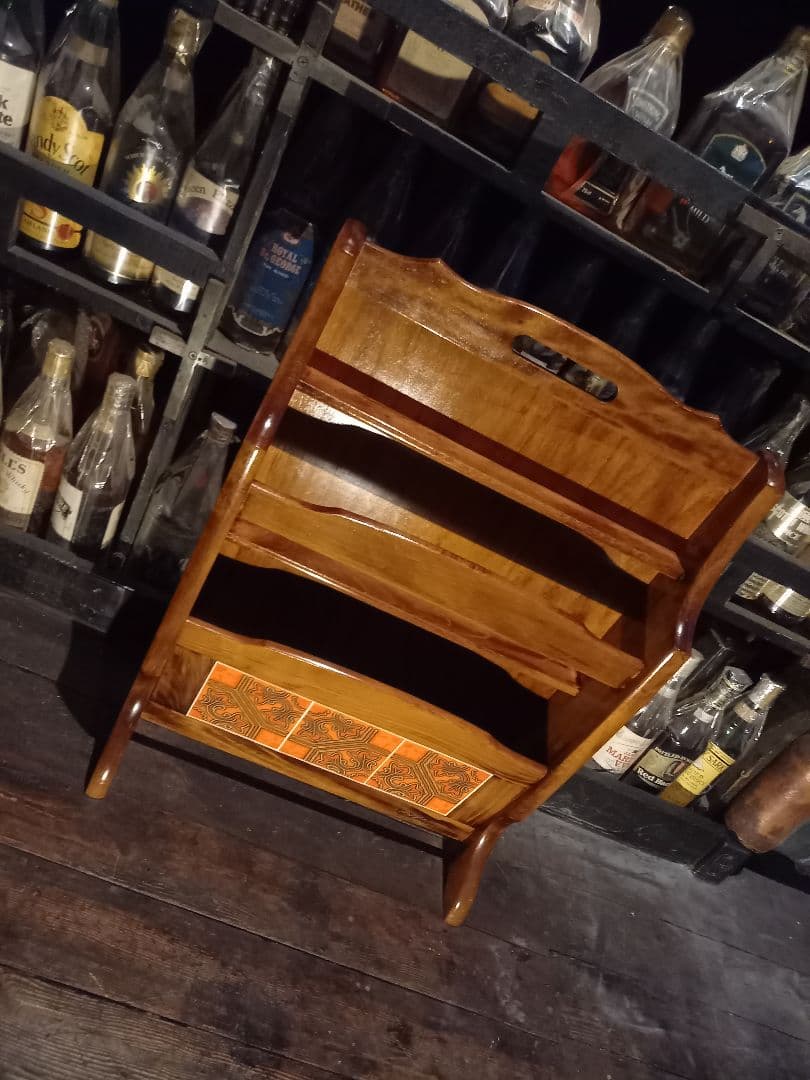 希少　浜本工芸　ヴィンテージ　タイル張り　木製　ブックスタンド