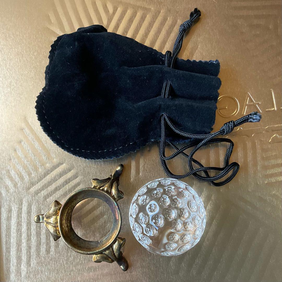 天然水晶玉アンティーク台座付き　32ｍｍ　シンプル　天然石クリスタル　袋付きＤ