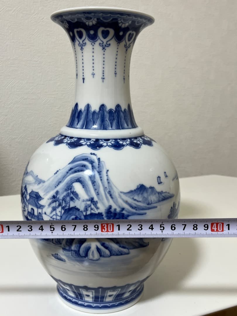 中国美術 李朝 景徳鎮 大清 古玩 山水 花器 染付