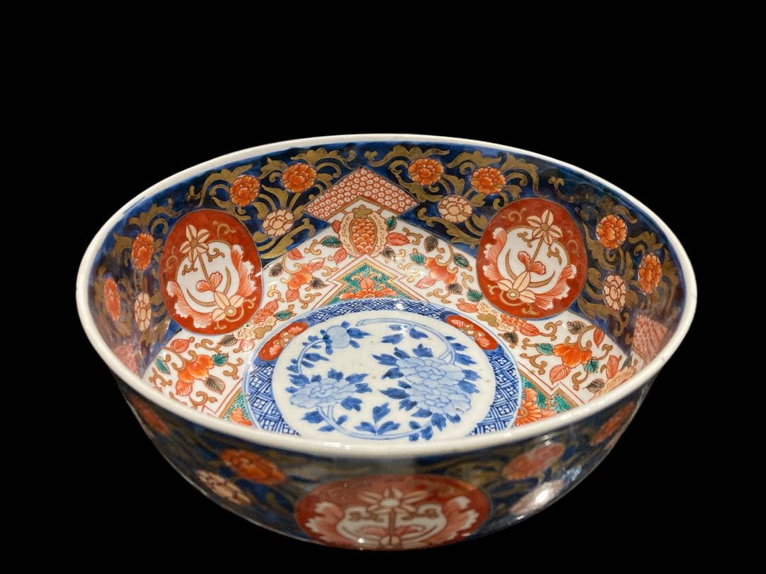古伊万里 金彩色絵深鉢 金欄手 染錦 鉢 深鉢 時代物 古美術 骨董 古鉢