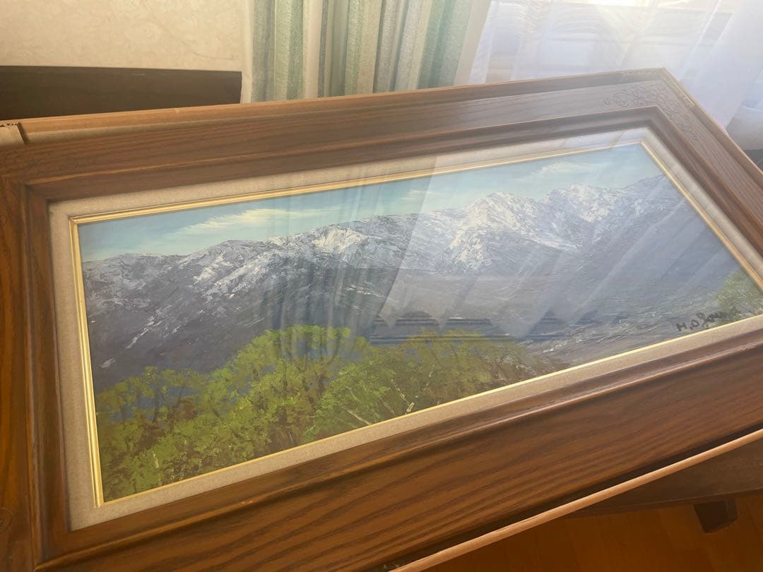 小川久雄　油彩 肉筆　白馬の山々　H.O. サイン入り 551✖️225